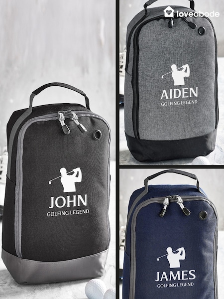 Loveabode Male Personalised Silhoutte Golf Black Shoes Bag (AB8640) | £20
