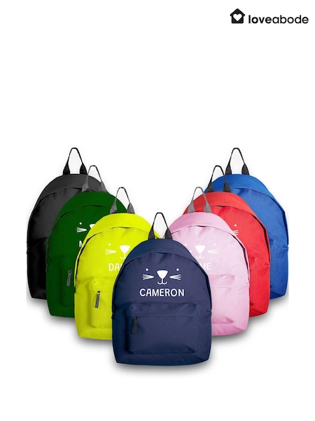 Loveabode Kids Natural Personalised Name and Animal Face Print Rucksack (AB8642) | £20