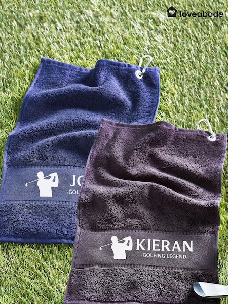Loveabode Natural Personalised 100% Cotton Golf Towel (AB8646) | £15