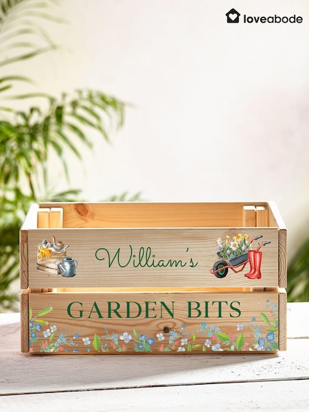 Loveabode Natural Personalised Garden Crate Box (AB8651) | £29