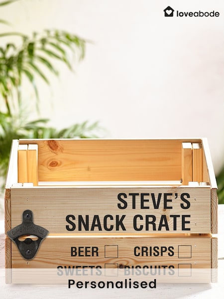 Loveabode Natural Personalised Beer and Snack Crate Box (AB8659) | £29