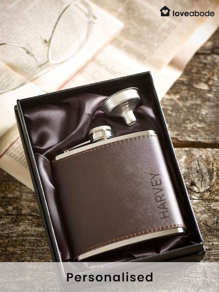 Loveabode Personalised Brown Hip Flask (AB8667) | £15