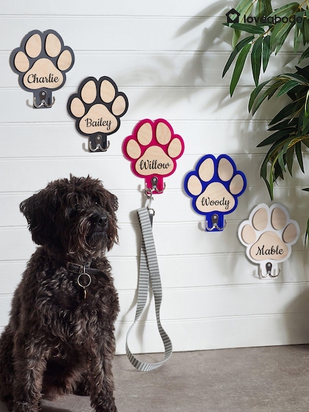 Loveabode Natural Personalised Dog Lead Hanger (AB8669) | £20