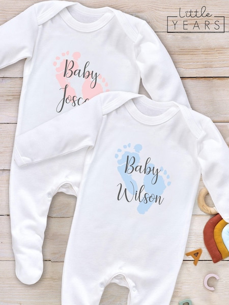 Little Years Baby Personalised Feet White Sleepsuit (AB8685) | £16