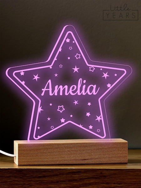 Natural Personalised Star LED Night Light by Little Years (AB8686) | £22