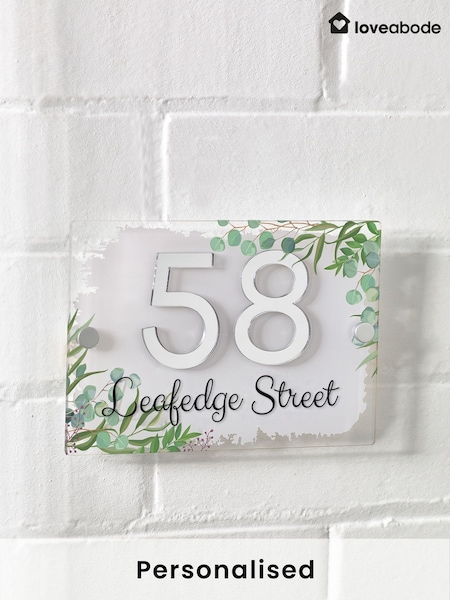 Loveabode Personalised Leaf Print 3D Mirror Acrylic Number White House Sign (AB8702) | £27