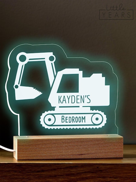 Natural Personalised Digger LED Night Light by Little Years (AB8710) | £22