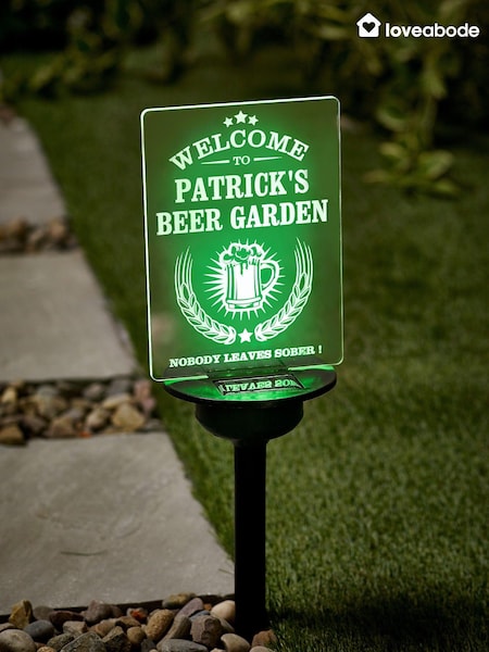 Natural Personalised Solar Beer Garden Sign by Loveabode (AB8714) | £24