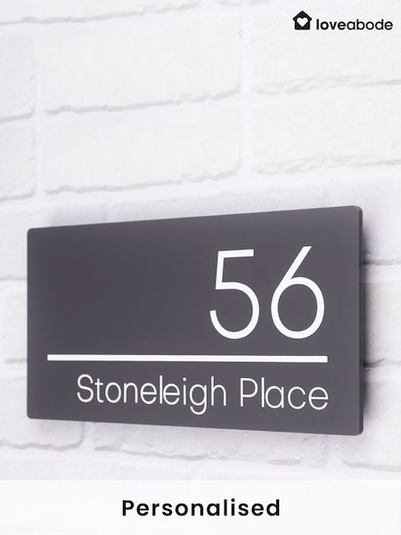 Loveabode Large Grey Personalised Modern Contemporary Rectangular Floating Acrylic House Sign (AB8717) | £25