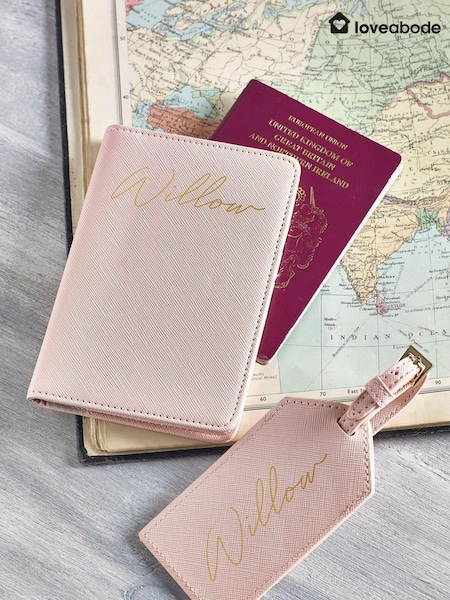 Loveabode Natural Personalised Passport Cover and Luggage Tag (AB8721) | £18