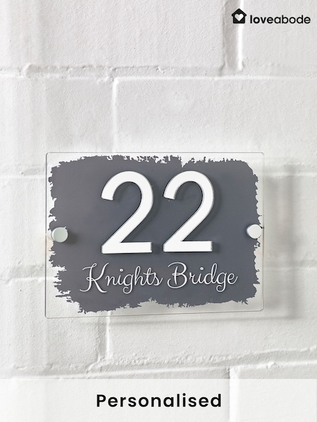 Loveabode Grey Personalised 3D Acrylic Mirror Number House Sign (AB8725) | £27