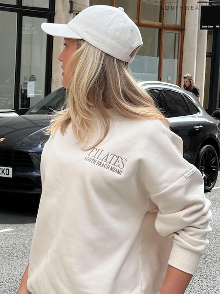 South Beach Cream Oversized Pilates Crew Neck Sweater (AB8883) | £52