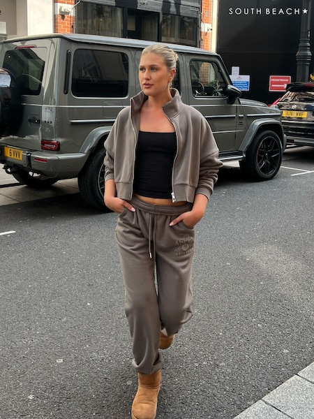 South Beach Green Cropped Zip Up Sweatshirt (AB8903) | £56