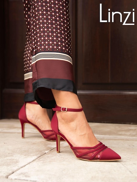 Linzi Red Wide Fit Tianey Wide Fit Court Stiletto Shoes With Mesh Front Detail (AB8998) | £40