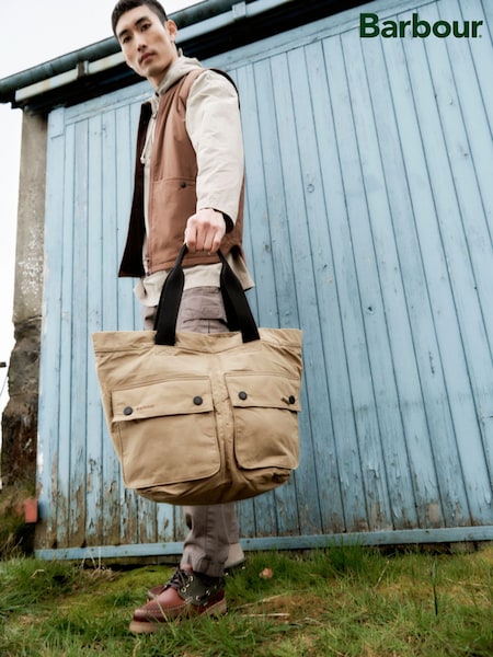 Barbour® Tan Brown Transport 3 Way Tote Backback 100% Cotton Bag (AB9024) | £169