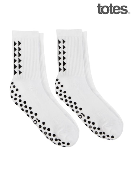 Totes White Gripper Sport Socks 2 Pair Pack (AB9120) | £18