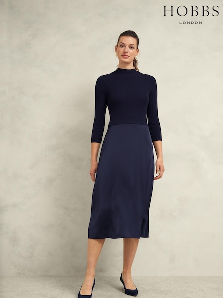 Hobbs Blue Trina Knitted Dress (AB9149) | £149