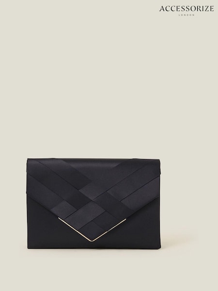 Accessorize Blue Woven Satin Envelope Clutch Bag (AB9355) | £25
