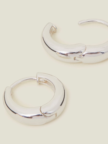 Accessorize Silver Tone Sterling Chunky Huggie Hoops Earrings (AB9387) | £14