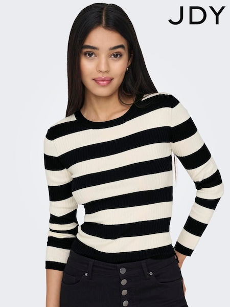 JDY Black Long Sleeve Stripe Knitted Jumper (AB9429) | £22