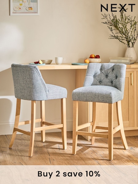 Chunky Weave Mid Blue Wolton Bar Stool (AB9457) | £185