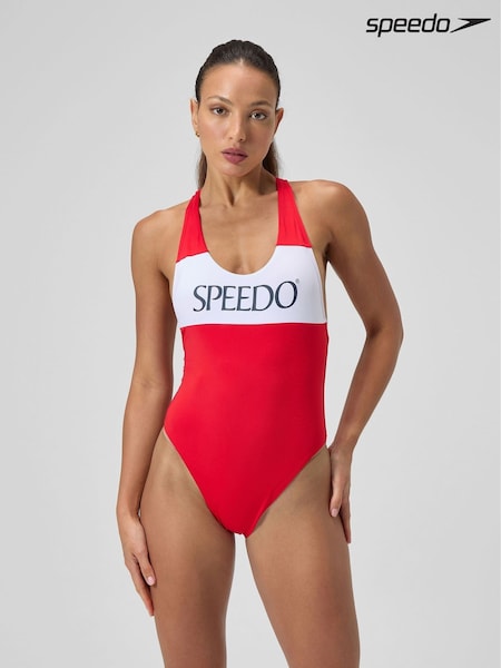Speedo Red Colourblock Racerback Swimsuit (AB9468) | £36