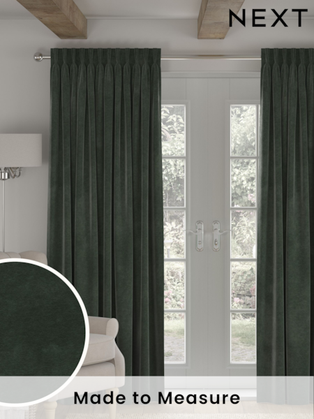 Green Soft Touch Chenille Made to Measure Curtain (AB9492) | £100