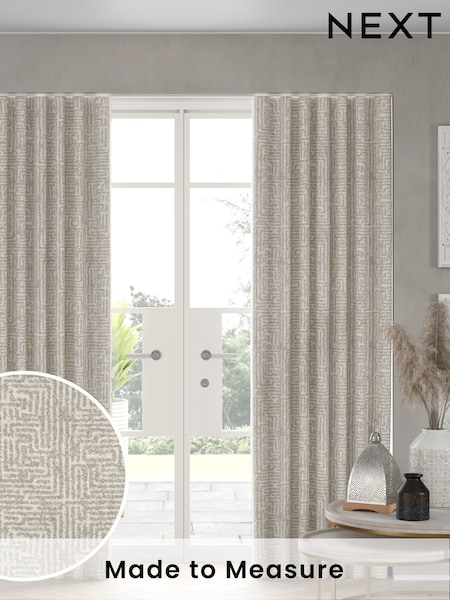 Grey Textured Maze Jacquard Made to Measure Curtains (AB9498) | £119