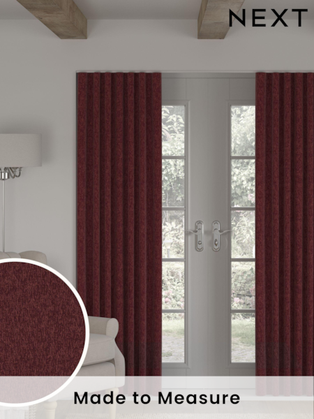 Wine Red Burgundy Heavyweight Chenille Made to Measure Curtains (AB9508) | £100