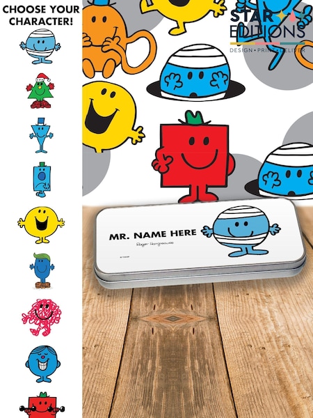Star Editions Mr Men Personalised Black Pencil Tin (AB9518) | £12