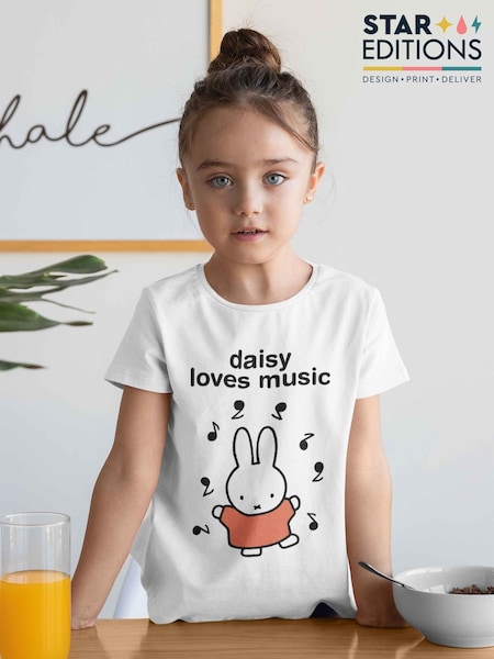 Star Editions Personalised Musical Miffy Black 100% Cotton T-Shirt (AB9519) | £20