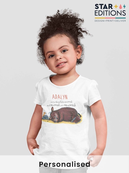 Star Editions White Personalised Gruffalo Sleeping Childrens 100% Cotton T-Shirt (AB9530) | £15