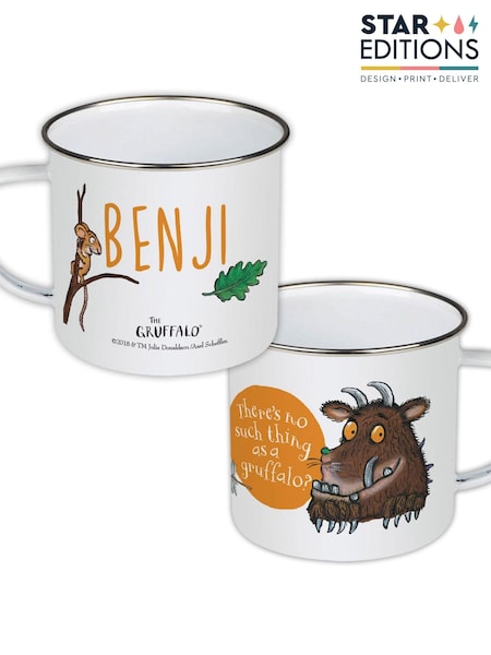 Star Editions Personalised Gruffalo And Mouse White Enamel Mug (AB9531) | £15