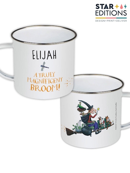 Star Editions Personalised Magnificent Broom White Enamel Mug (AB9541) | £15