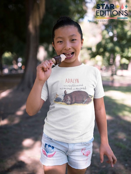 Star Editions White 100% Cotton Personalised Gruffalo Sleeping Adults T-Shirt (AB9543) | £20