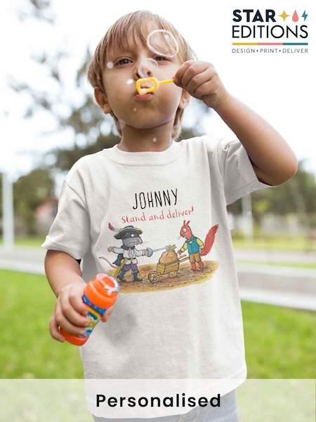Star Editions White 100% Cotton Personalised "Stand and deliver!" Highway Rat Childrens T-Shirt (AB9549) | £15