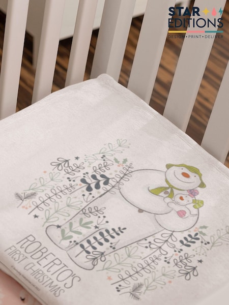 Star Editions Personalised The Snowman and the Snowdogs First Christmas White Blanket (AB9591) | £17