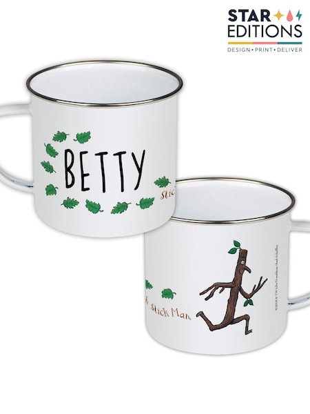 Star Editions Man Running Personalised Stick Enamel White Mug (AB9597) | £15