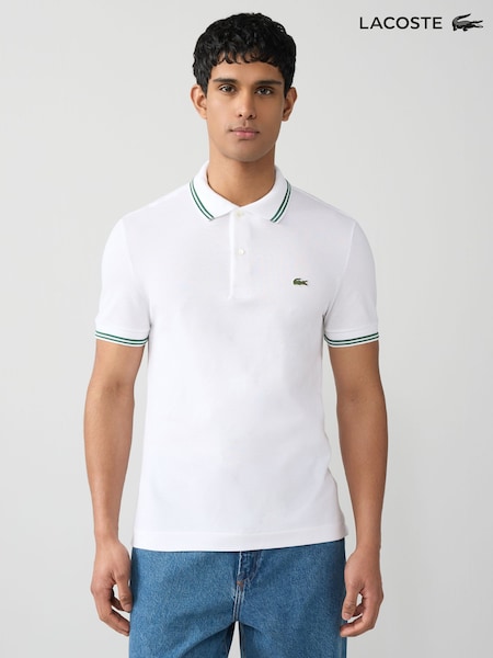 Lacoste Regular Fit Stripe Collar Piqué Polo Shirt (AB9598) | £105