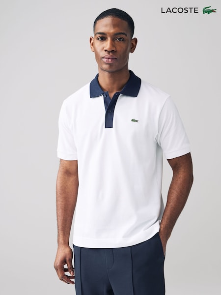 Lacoste Regular Fit Stripe Collar Piqu Polo Shirt (AB9602) | £105