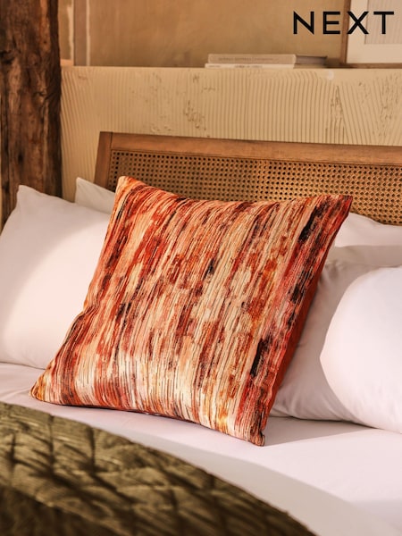 Orange 59 x 59cm Haze Velvet Stripe Cushion (AB9691) | £30