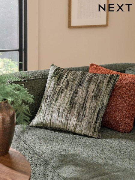Green 43 x 43cm Haze Velvet Stripe Cushion (AB9706) | £22