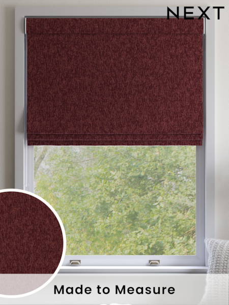 Wine Red Burgundy Heavyweight Chenille Made to Measure Roman Blind (AB9711) | £79