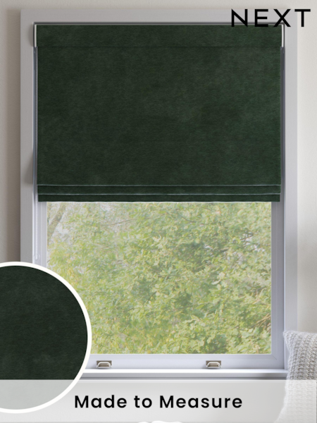 Green Soft Touch Chenille Made to Measure Roman Blind (AB9720) | £79
