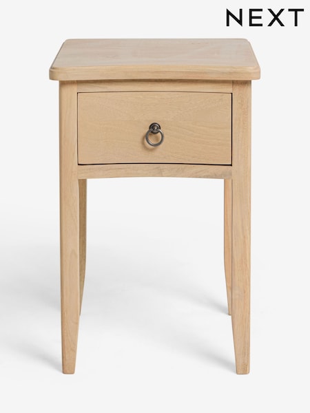 Light Natural Sadie Solid Mango Wood 1 Drawer Slim Bedside Table (AB9726) | £199