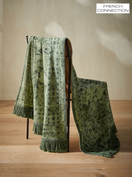French Connection Green Kabir Printed Throw (AB9992) | £50