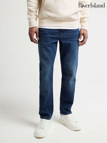 River Island Dark Blue Slim Fit Stretch Jeans (AC0399) | £40