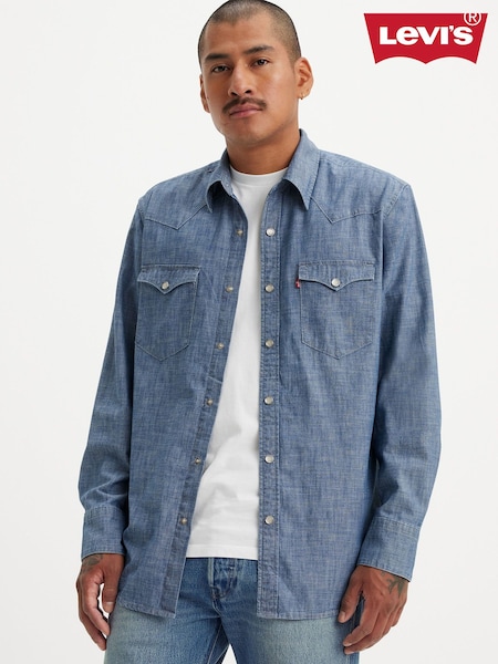 Levi's® Blue Barstow Western Standard Chambray 100% Cotton Shirt (AC0407) | £75