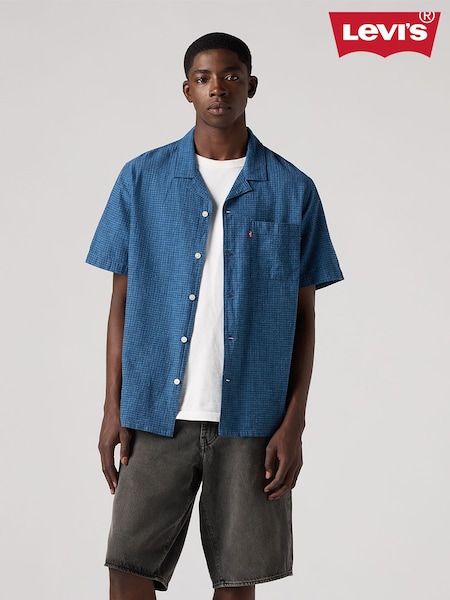 Levi's® Blue The Sunset Camp Dobby 100% Cotton Shirt (AC0414) | £50