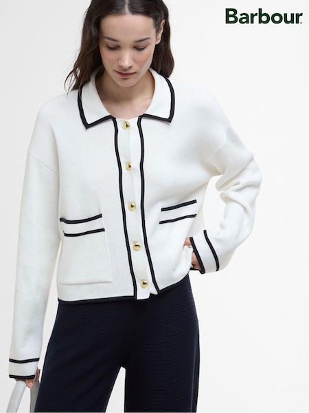 Barbour® White 100% Cotton Jasmine Knitted Cardigan (AC0500) | £109